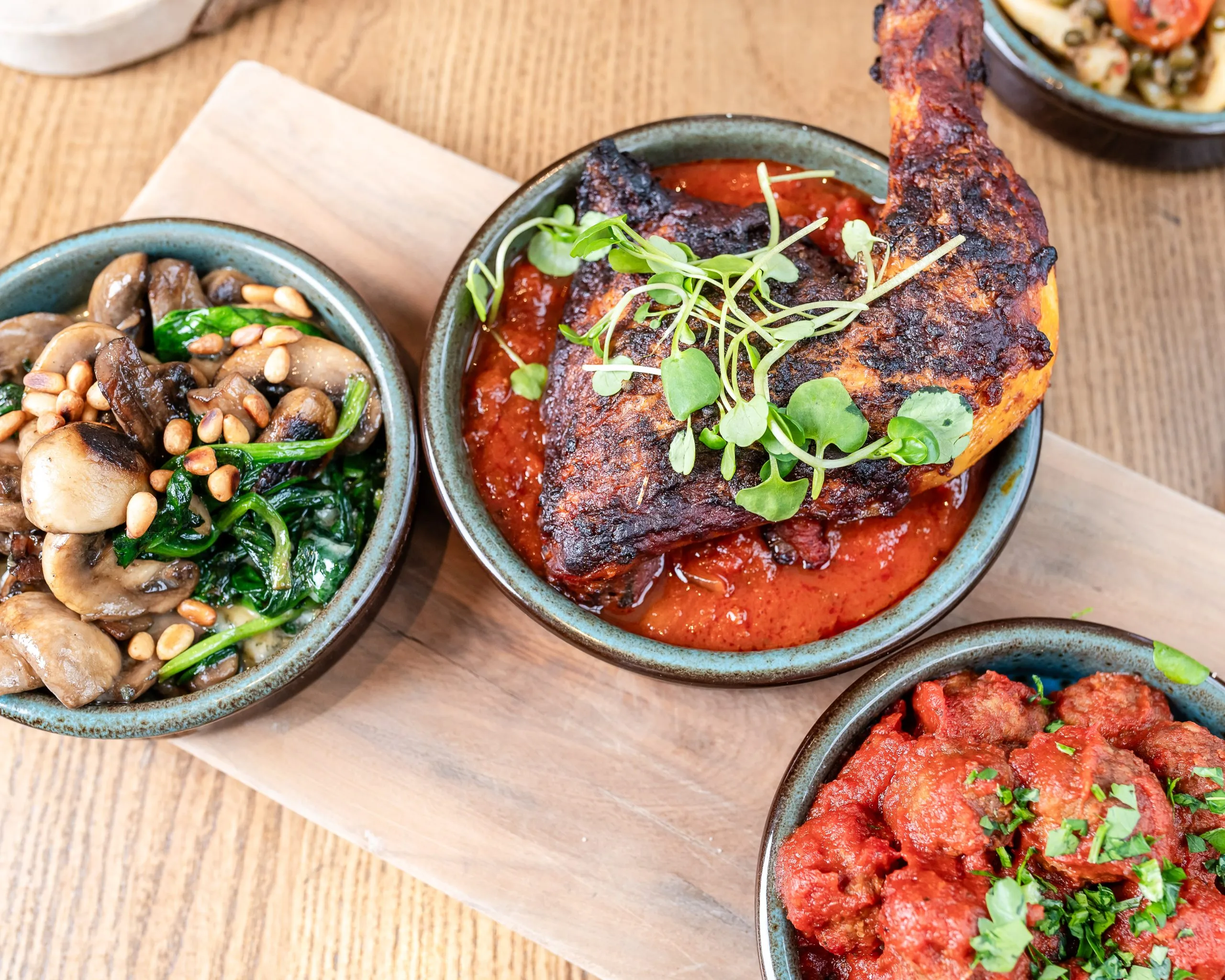 Several dishes on a table