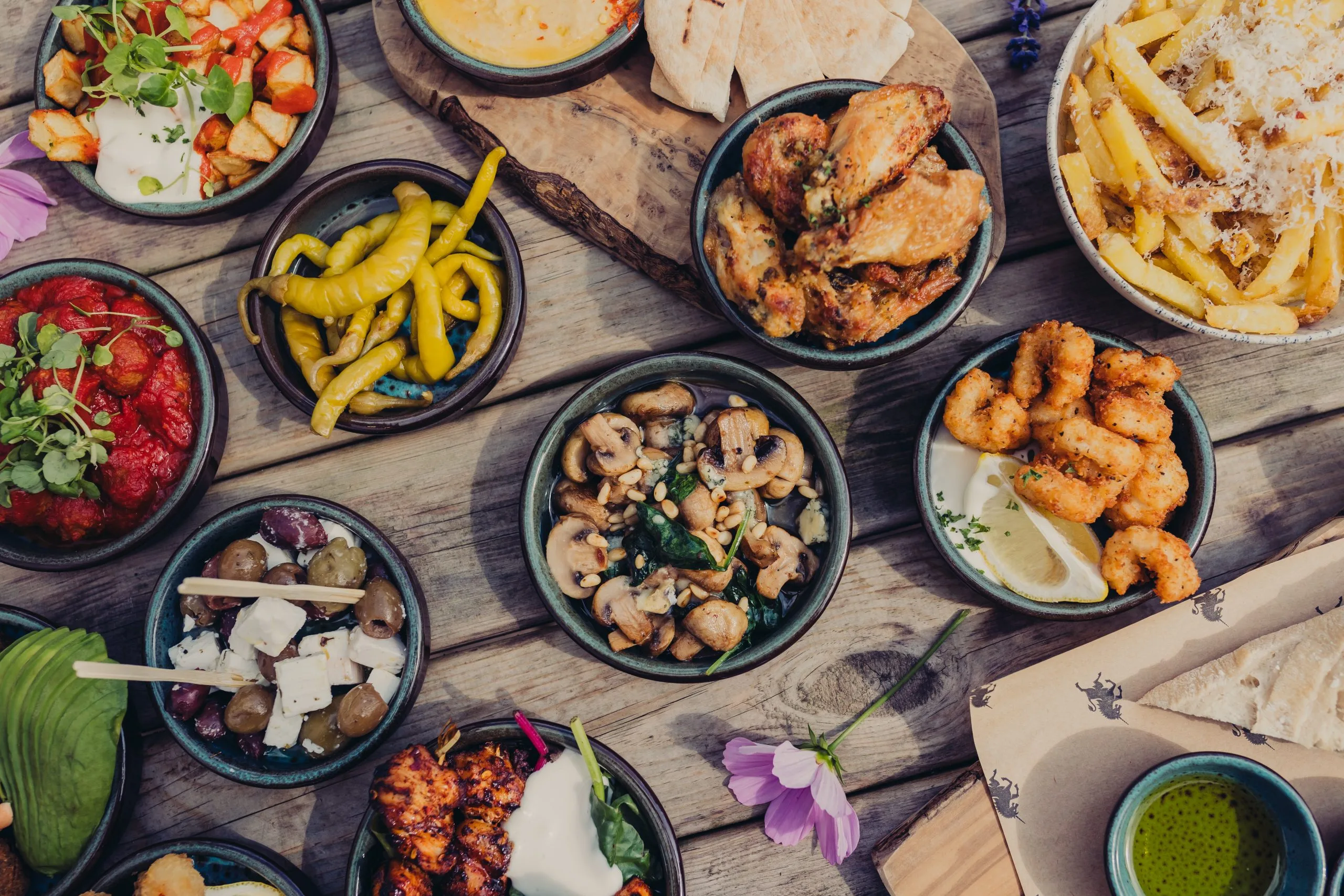 Several dishes on a table